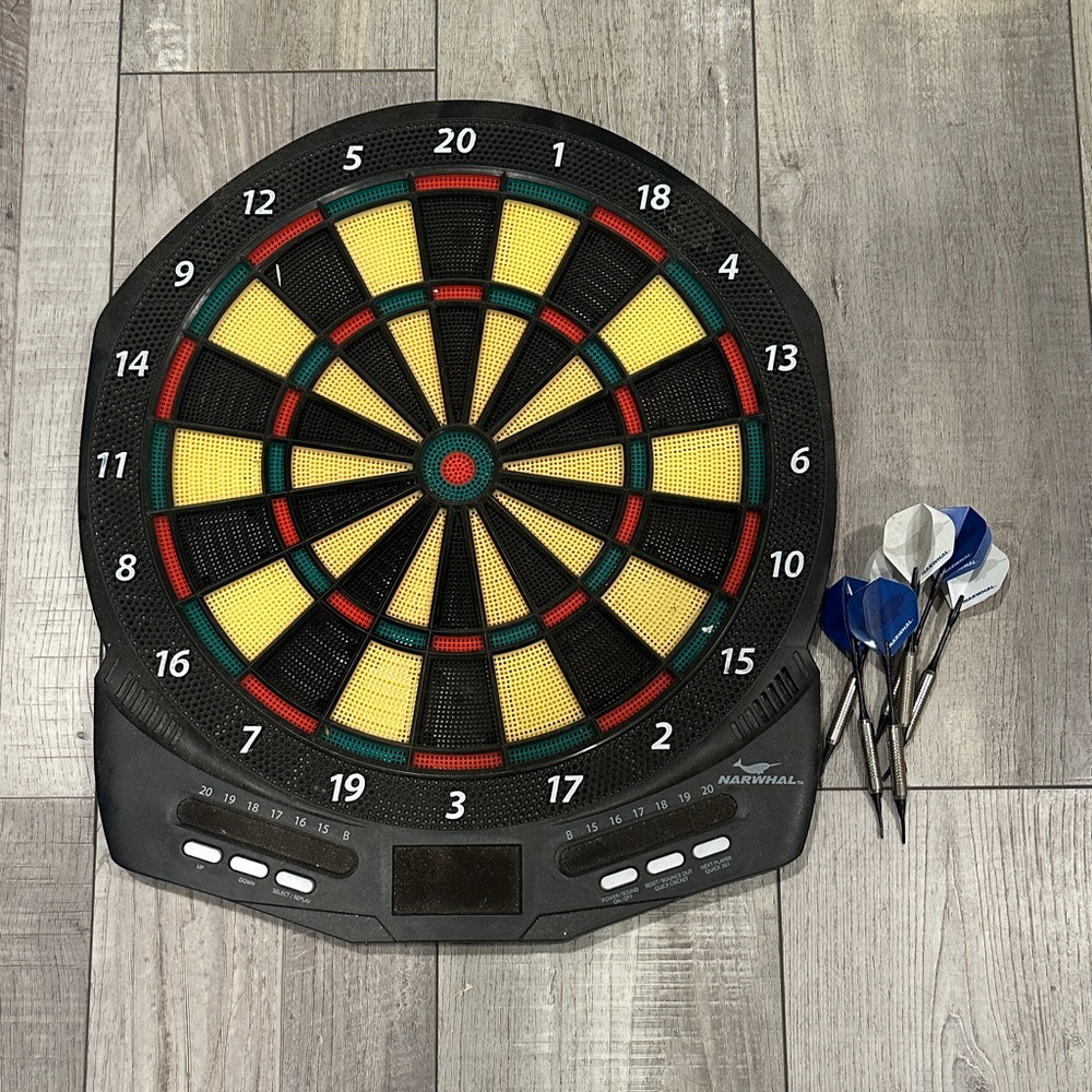 Electronic Dartboard Set - Black, Yellow, and Red